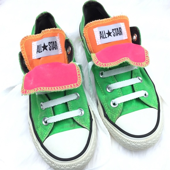neon green converse low tops